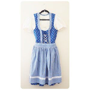 VTG Landhaus Blue German Dirndl Oktoberfest 3 Piece Dress